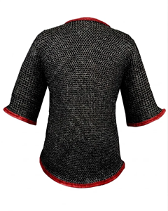 Camisa de Cota de Armadura Medieval de Acero Suave con Anillos Remachados Planos y Ribete de Cuero, Armadura de Media Manga para Recreación Histórica - Product Image 6