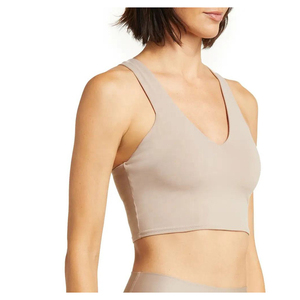 Seamless V-Neck Sports Bra For Women Solid Color Medium Support Yoga Racerback Breathable Spandex Nylon - Product Image 2