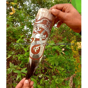 Viking Drinking Horn Engraved Design Horn <b>Large</b> Viking Drinking Horn with Stand <b>Cup</b> Mug Groomsmen Direct Factory Sell Customized - Product Image 5