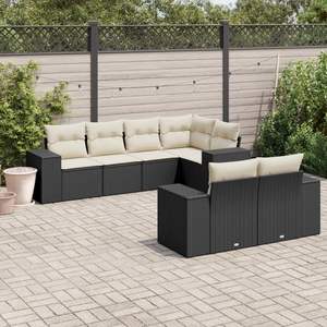 Ensemble de canapés de jardin en rotin PE noir 100% polyester avec structure en acier thermolaqué - Product Image 1