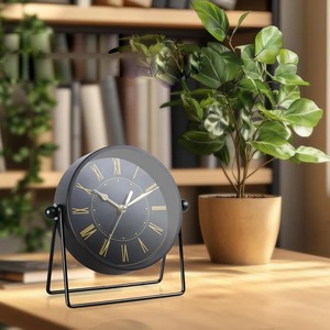 Modern Black Metal <b>Clock</b> Elegant Home Display <b>Clock</b> <b>Table</b> <b>Clock</b> Minimal Design For Stylish Interior Handcrafted From India - Product Image 2