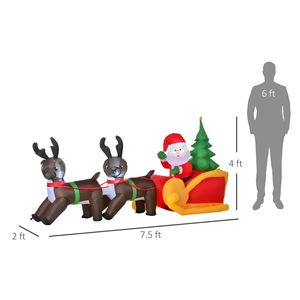 Decorazioni natalizie gonfiabili da esterno con Babbo Natale e renne illuminate a LED da 2,1 m per il giardino, ideali per le festività di Natale. - Product Image 3