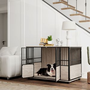 Cuccia per Cani Decorativa da Interno 46''L, Gabbia Rettangolare con Doppia Porta per Cani di Piccola e Grande Taglia, Capacità 88 lb, Misura XL - Product Image 2