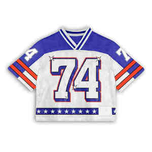 Camiseta de malla oversize de estilo vintage de buena calidad para hombre, hecha a medida, tipo crop top, para hockey sobre hielo y fútbol americano. - Product Image 1