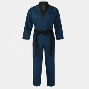 Dobok d'arts martiaux traditionnel blanc uni à col en V, en tissu lisse, avec ceinture, pour l'entraînement - Nouveauté - Product Image 6