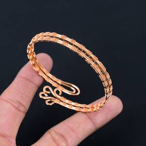 Pure <b>Copper</b> Ethnic Bracelete Twisted Wire Wrapped Adjustable Jewelry - Product Image 3