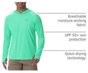Camiseta Casual de Manga Larga con Capucha para Hombre, Color Verde, de Secado Rápido, Corte Regular, Color Sólido, Tejido de Poliéster, para Verano - Product Image 5