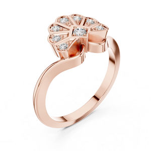 Anillo de Oro Rosa de 14K con Diamante Cultivado en Laboratorio, Corte Redondo, para Mujer |   Ropa de Uso Diario |   Diamante Cultivado Nuevo - Product Image 2