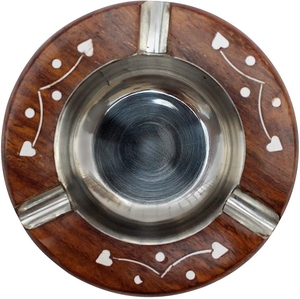 Aluminum Square Smokeless Ashtray American Style for Cigarette Cigar Sheesham Wood Use-Gift for Men Home & Car - Product Image 5
