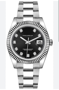 Silver Tone <b>Mechanical</b> <b>Watch</b> Black Sunray Dial Diamond Hour Markers High Quality Luxury Limited Edition Hidden Clasp Hip Hop - Product Image 2