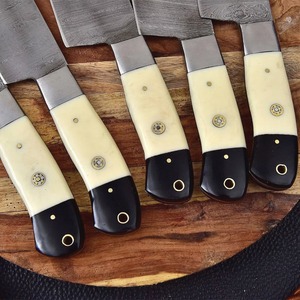 Premium Custom Handmade Damascus Steel Kitchen <b>Knives</b> Set with Camel <b>Bone</b> <b>Handles</b> – 5-Piece Professional Set - Product Image 4