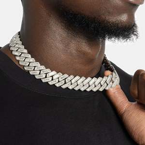 Luxury Sterling Silver Rhodium Plated Round Brilliant Cut <b>Statement</b> <b>Necklace</b> Cuban Chain GRA Certified Unisex - Product Image 6