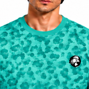 T-shirt unisexe léopard vert sarcelle à manches courtes, léger, décontracté, imprimé graphique, personnalisé, pour le sport, l'entraînement, le streetwear, la mode estivale - Product Image 3