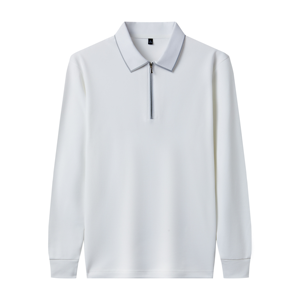 Polo de Manga Larga de Poliéster Tejido de Alta Calidad, Color Sólido Oscuro, Tallas S-6XL para Hombres Maduros - Product Image 1