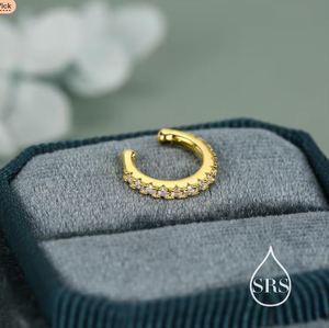 Manchette d'oreille en argent sterling avec cristaux CZ, pavé fin, en argent, or et or rose, boucles d'oreilles enveloppantes sans perçage - Product Image 4