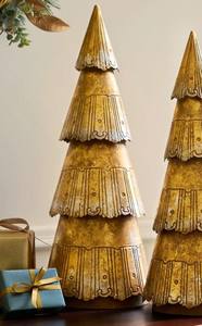 Luxury Gold Christmas Tree Tabletop Decoration Vintage Metal Holiday <b>Ornament</b> for Home Living Room <b>Desk</b> Festive Decor & Gifting - Product Image 5