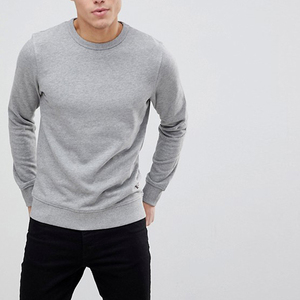 <b>Men's</b> Grey Crew Neck Sweatshirt Regular Fit Knitted Cotton <b>Pullover</b> Casual Solid Color Autumn Wear - Product Image 1