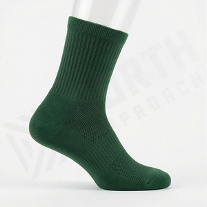Green <b>Crew</b> <b>Socks</b> 100% Cotton Breathable Solid Color Knitted Regular Style For Adults Summer Casual Wear - Product Image 4