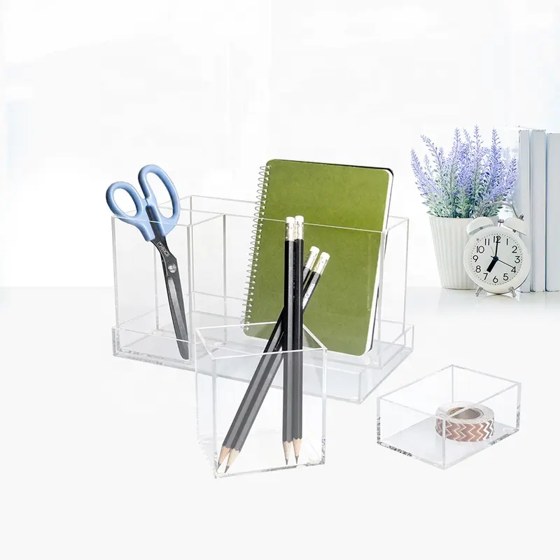 Acrylic Desktop Makeup Organizer Set Display Stand Office Accessories