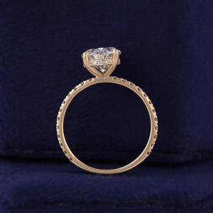 Oval Cut <b>Diamond</b> Engagement <b>Ring</b> 18K Solid Gold Prong Setting Women's Classic Fine Jewelry - Product Image 6