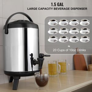 Dispenser per Bevande Isolato in Acciaio Inox da 1,5 Galloni con Rubinetto Termico e Maniglia per Bevande Calde/Fredde - Product Image 2