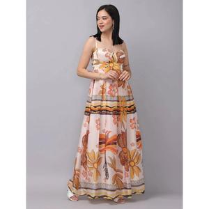 Vestido largo bohemio con estampado floral para mujer, sin mangas, con tirantes finos, vestido largo de playa de verano - Product Image 2