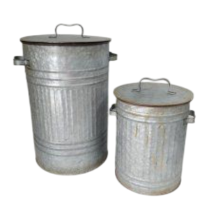 Populares Contenedores de Basura de Hierro Galvanizado con Asa y Tapa para Exteriores e Interiores, Cubos de Basura Redondos en Oferta - Product Image 3