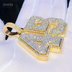 Colgante de Lujo Hip Hop con Logotipo Personalizado de Número y Letra VVS1 Moissanite, Chapado en Oro sobre Plata 925, para Hombre - Product Image 6