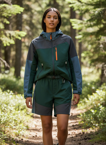 Unisex Color Blocking Tracksuit Set Hooded Windbreaker <b>Jacket</b> Shorts <b>Lightweight</b> Polyester Casual Wear Breathable Front Zipper - Product Image 6