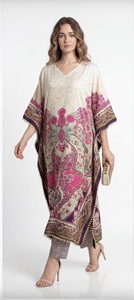 Caftán Maxi para Mujer, Vestido Largo de Poliéster con Plumas de Seda, Corte Holgado, Elegante y Fluido, Atuendo Modesto para Verano, Invierno, Otoño y Primavera - Product Image 4