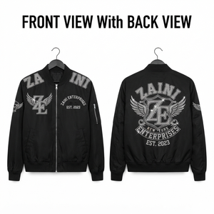 Women Bomber <b>Jacket</b> Premium 240 GSM Polyester Twill Black Custom <b>Rhinestone</b> Heat Transfer Logo OEM ODM Fashion <b>Jacket</b> - Product Image 1