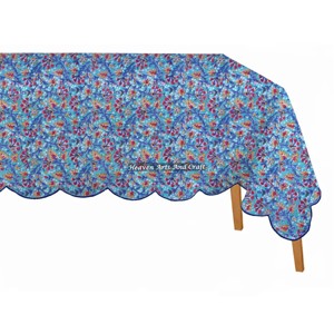 Mantel Rectangular de Algodón con Estampado de Bloques y Borde Festoneado, Estilo Bohemio, para Decoración del Hogar, Bodas y Fiestas - Product Image 2