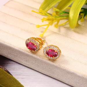Pendientes de rubí de Mozambique, plata de ley 925, chapados en oro de 14 quilates, con gemas rojas, joyería fina para mujer - Product Image 6