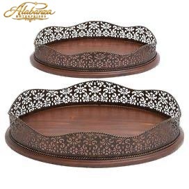 Alabanza Classic - Ensaladera de Madera Tallada Ecológica con Base y Borde de Metal Dorado - Product Image 2