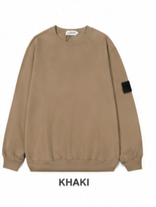Sweat-shirt en molleton à col rond, coupe classique, couleur unie, 100% coton, tricoté, unisexe, décontracté, automne, écologique, blanc - Product Image 2