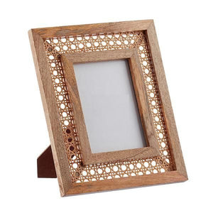 Hand Carved Geometry Pattern Wood Picture <b>Frame</b> Premium Brown Finish <b>Square</b> Photo Holder for Office Desk Desktop Decoration - Product Image 6