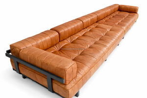 Canapé Chesterfield en L industriel, revêtement en cuir véritable, structure métallique durable, deux places, design moderne pour hôtel et salon - Product Image 3