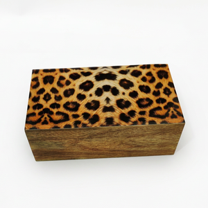 Boîte de rangement en bois avec dessus en résine à motif animal imprimé léopard, personnalisée, OEM, ODM, faite à la main, boîte décorative DECORYUG - Product Image 1