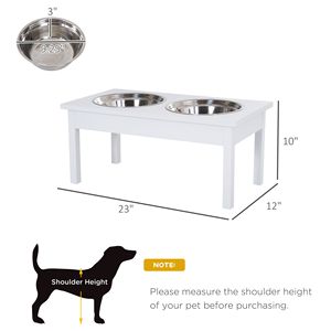 Ciotola per Cani in Legno Bianco da 23 Pollici, Stazione di Alimentazione Rialzata per Animali Domestici con Design Elegante - Product Image 2