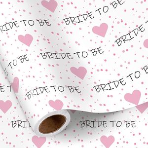 Rotolo di Carta da Regalo per Addio al Nubilato, Design con Cuori Rosa e Scritta 'BRIDE BE', Confezione Regalo Divertente per Decorazioni Festa delle Ragazze - Product Image 1