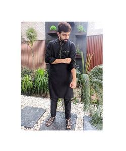 <b>Men's</b> Embroidered <b>Kurta</b> Pajama Salwar Kameez Shalwar Set Indian and Pakistani Designs in Viscose and Silk - Product Image 5