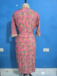 Bata Kimono de Algodón con Estampado de Tigre Rosa Melocotón para Mujer, Talla Única, con Forro Frontal, Suave, Transpirable, Elegante y Cómoda para Dormir - Product Image 6