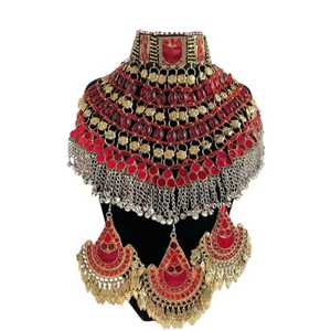 Custom Vintage Pakistani Afghan Kuchi <b>Choker</b> Necklace Earrings Set Stainless Steel Antique <b>Silver</b> Plated Geometric Jewelry Women - Product Image 1