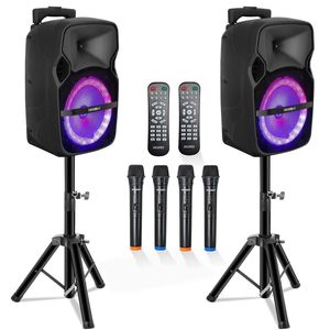 Casa attiva 10 2-MIC 2 PIC 5 Core 10 pollici PA portatile per Bluetooth Party Speaker Karaoke Boombox con 2 microfoni senza fili per - Product Image 1
