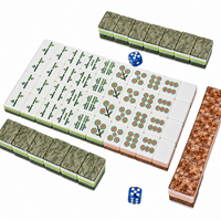 Tuiles de Mahjong en bambou et cuivre avec visages illustrés, ensemble acrylique de 160 pièces pour tables de jeu communautaires