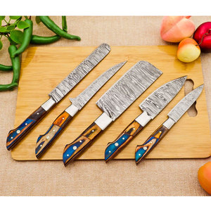 Juego de cuchillos de chef de acero de Damasco de lujo con mango de madera natural, diseño equilibrado para chefs profesionales y entusiastas de la cocina - Product Image 2