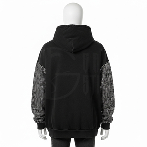 Acid Wash Hoodies Men Custom Rhinestone Hoodies Low Moq Manufacturer Hoodies 100% Cotton <b>Fleece</b> Men <b>Black</b> Hoodies Pullover - Product Image 6