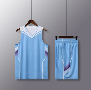 Ensemble de maillots de basket personnalisés, col en V, sans manches, imprimé par transfert thermique, maille respirante, unisexe, adolescents, évacuation de l'humidité - Product Image 1