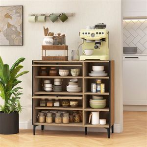 Scarpiera Moderna Stile Fattoria con Ripiano Regolabile e Anta a Ribalta in MDF, Antipolvere, Salvaspazio, per Organizzazione Domestica - Product Image 3