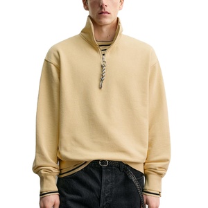 Custom Logo Men's Women's Half Zip Pullover Oversized <b>Mock</b> <b>Neck</b> Plain Cotton Streetwear <b>Top</b> - Product Image 1